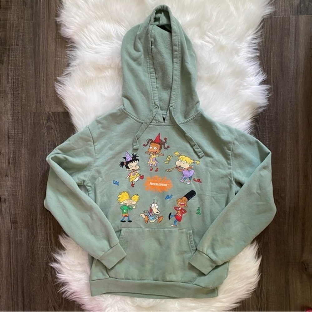 Nickelodeon women’s juniors sage green graphic‎ hoodie size medium - Picture 3 of 10